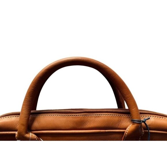 Links & Kings Mayfair Briefcase Handcrafted Tan Leather NWT - Picture 7 of 14